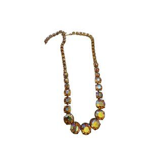 Vintage Rhinestone Headlight Necklace (A5235)